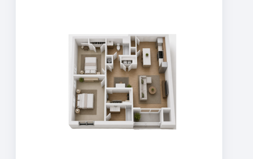 Penelope - 2 bedroom floorplan layout with 2 bathrooms and 1112 square feet